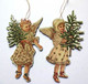 2 ANGES DECORATION DE NOEL....REPRODUCTION ANCIENS DECOUPIS...CARTON FORT...SAPINS...DOUBLE FACE - Angels