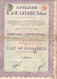 Part De Fondateur Sans Désignation De Valeur - Ateliers E. Et R. Lataire Frères - Eecloo - Bruges - 1925. - Industry