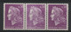 N° 1536 MARIANNE DE CHEFFER VARIETE D'IMPRESSION DEPOUILLEE Sur Bande De Trois Du 30ct Lilas. Neuf ** (MNH). TB - 1967-1970 Marianne De Cheffer