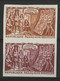 N° 1343 ESSAI NON DENTELE PAIRE Tricentenaire De La Manufacture Des Gobelins. Brun Et Lie De Vin. Neuf */** (MH/MNH). TB - Color Proofs 1945-…