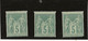 TYPE SAGE - N° 102 -3 EXEMPLAIRES NEUFS SANS CHARNIERE AVEC VARIETE DE PIQUAGE SUR LES COTES - ANNEE 1898 - COTE : 135 € - 1876-1898 Sage (Tipo II)