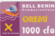 Benin, BJ-ORE-REF-0001B, 1000 Cfa, Bell Benin Communications - Oremi (light Pink), 2 Scans. - Bénin