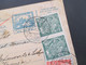 CSSR 1921 Hradschin Mucha Wert - Paketkarte Teplice Teplitz Schönau Sudetenland - Vranja Mit Steuermarke Und Vielen Stp. - Covers & Documents