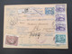 CSSR 1921 Hradschin Mucha 3er Streifen Paketkarte Wagstadt Sudetenland Mit Steuermarke Und Vielen Stempeln - Lettres & Documents