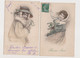 2 Cartes Fantaisie  .M.M.VIENNE Nr 338 /  Heureuse Année. Jeunes Filles , Gui , Houx - Zonder Classificatie