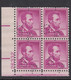 Sc#1036a, Plate # Block Of 4 Mint 4c Abraham Lincoln 1954 Regular Issue, US President, Perfin 'S P' Markings - Plattennummern