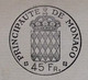 FISCAUX DE MONACO PAPIER TIMBRE 1956 BLASON 45 FR  Filigrane RAINIER III - Fiscale Zegels