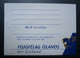 ICELAND AIR CARD AIRWAYS AIRLINE TICKET BOOKLET LABEL TAG LUGGAGE BUGGAGE PLANE AIRCRAFT AIRPORT - Baggage Labels & Tags