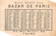 PIE-R.F-20-2589 : PETIT CALENDRIER 6 MOIS DE 1883. BAZAR DE PARIS A TOURS INDRE ET LOIRE. MAISON RICAUD - Grand Format : 1981-90