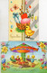 2 Cartes à Systeme - Intérieur Découpé - Pop Up - Paques - Poussins - Cloches - Manéges - 2 Scans - - Cartoline Con Meccanismi