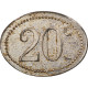 Jeton, FRENCH GUIANA, Cayenne, F. Tanon Et Cie, 20 Centimes, C. 1928, TTB, Zinc - Monetary /of Necessity