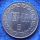 TAIWAN - 5 Yuan Year 78 (1989) Y# 552 Republic Standard Coinage - Edelweiss Coins - Taiwan