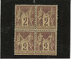 TYPE SAGE N° 85 BLOC DE 4 NEUF -TIMBRES DU HAUT CHARNIERE LES AUTRES XX .TB ANNEE 1877-COTE : 80 € - 1876-1898 Sage (Tipo II)