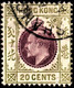 Hong Kong 1911 SC Z854 20c Purple And Sage Green P14 Wmk Mult Crown CA Used Cds Cancel (Shanghai) - Oblitérés