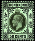 Hong Kong 1921 SG111d 50c Black On Blue-green (emerald Back) Mult Crown CA  Lightly Hinged Mint - Ongebruikt