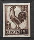 France 1944, Coq N°647**,  Non Dentelé Variété Double Impression . Cote 80€. - Nuevos