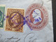 USA 1888 GA Umschlag Mit 3 Zusatzfrankaturen Präsidenten / Dreifarbenfrankatur Mit Violettem Stempel / Fancy Cancel ?? - Covers & Documents