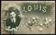 Cp Glacée - Prénom - LOUIS - Photo Montage - Portrait D'Homme Dans Un Médaillon - Fleurs - 1903 - Prénoms