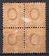 1862 SWITZERLAND AUSSER KURS OVERPRINT 3 C. MICHEL: 21 BLOCK OF 4 MH * - Ongebruikt