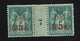 Type Sage 5c Vert   Millesime  7   Surch  1/2 Anna ZANZIBAR  / Trace Charniere - Autres - Afrique