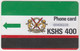 KENYA - K.P.T.C. Logo 400 (No Notch & Letter "T"), Normal Zero: "0" , "T" On The Red Stripe At The Left, Used - Kenia