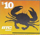 BTC : BAHR12 $10 Crab   (white Logo) No Text USED Exp: 30 NOV 19 - Bahamas