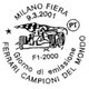 ITALIA - Usato - 2001 - Ferrari Campione Del Mondo Di Formula 1 - 5000 L. - 2,58 € • Ferrari F1 Su Tappeto A Scacchi - 2001-10: Oblitérés