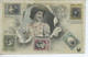 CPA Illustration - Langage Secret Du Timbre - Jeune Femme Dans Un Cartouche - Timbres En Fac Simile - Briefmarken (Abbildungen)