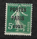 France Préoblitéré  N° 26  Neuf   *    B/TB    - 1893-1947