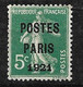 France Préoblitéré  N° 26  Neuf   *    B/TB    - 1893-1947