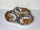 RARE TRES JOLIE MENDIANT PRESENTOIRE PLAT  ROUEN FAIT MAIN - EN FAIENCE DECOR FLORAL BLASON XXe   - H:11cm  D:30cm - Rouen (FR)