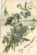 Carte Gauffrée Illustrateur Couple Paysage Bouquet De Myosotis Je Vous Aime Pailletée RV - Parejas