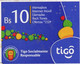 Bolivia, BO-Tigo-28F, Promociones Tigo De Bs 10, 2 Scans.   Exp. : 23/05/2017 - Bolivië