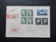 1947 Erstflug Swissair Nr.479 FDC MiF Pro Juventute Nr.475 (Viererblock) U. Nr.476 Einschreiben Geneve 1 Poste Aerienne - Covers & Documents