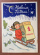 SANTA Boy Sleigh. Calendar January 1. Space Rocket. Satellite. Ultra Rare! USSR New Year Unused Postcard 1960 - Anno Nuovo