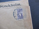 Schweden 1918 Einschreiben Reko Stockholm 15 Klebezettel Militärischerseits Unter Kriegsrecht Geöffnet Überwachungsoffiz - Covers & Documents