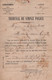 Mayenne - 51 - 3 Nov 1868 - Tribunal De Police - Defaut D Eclairage D Une Voiture - Timbre Taxe - 1859-1959 Cartas & Documentos