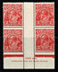 Australia 1930 King George V 2d Golden Scarlet SMW P13.5 Ash Imprint Block Of 4, Stamps MNH - Neufs