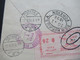 Delcampe - USA 1938 Registered Letter Bank Of New York Luftpost Nach Posen / Poznan An Baroness Von Ohnesorge Rücks. 9 Stempel - Covers & Documents