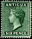 Antigua 1884 SG 29  6d Deep Green  Crown CA  Perf 14   Mint - 1858-1960 Kronenkolonie