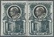 Vatikan: 1953, 5 L Slate-green/black Definitive "popes", Horizontal Pair, Left Stamp Imperforated At - Ongebruikt