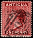 Antigua 1876 SG 16  1d Lake  Wmk Crown CC    Perf 14   Used A02 Cancel - 1858-1960 Crown Colony