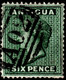 Antigua 1876 SG 18  6d Blue-green  Wmk Crown CC    Perf 14   Used A02 Cancel - 1858-1960 Crown Colony