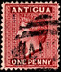 Antigua 1884 SG 24  1d Carnine-red  Wmk Crown CA    Perf 12   Used A02 Cancel - 1858-1960 Crown Colony