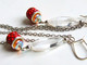 Delcampe - Boucles D'oreilles Pendantes, Rouge Blanc, Verre Tchèque, Perle Strass Cristal, Fermoirs Argent, Bijou Nomade, Hippie, B - Oorringen