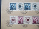 Böhmen Und Mähren 1940 Rotes Kreuz Zusammendrucke Nr. 53 Und 54 Als 4er Streifen Einschreiben Prag 1 Nach Berlin - Storia Postale