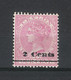 CEYLON  ( ÎLE DE CEYLAN ) /  Y. & T.  N° 116  /  4 Cents Rose , Surcharge Noire De 2 Cents - Ceylon (...-1947)