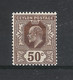 CEYLON  ( ÎLE DE CEYLAN ) /  Y. & T.  N° 173  /  50 Cents - Ceylon (...-1947)