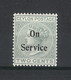 CEYLON  ( ÎLE DE CEYLAN ) /  Y. & T.  N° 9  ( Timbre De SERVICE ) /  2 Cents Olive , Surcharge Noire ON SERVICE - Ceylon (...-1947)