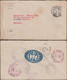 Mexique 1920 Et 1936. Deux Lettres Recommandées Avec Vignettes Postales Bleue Et Rouges. Cactus, Serpent, Aigle - Aerogramas